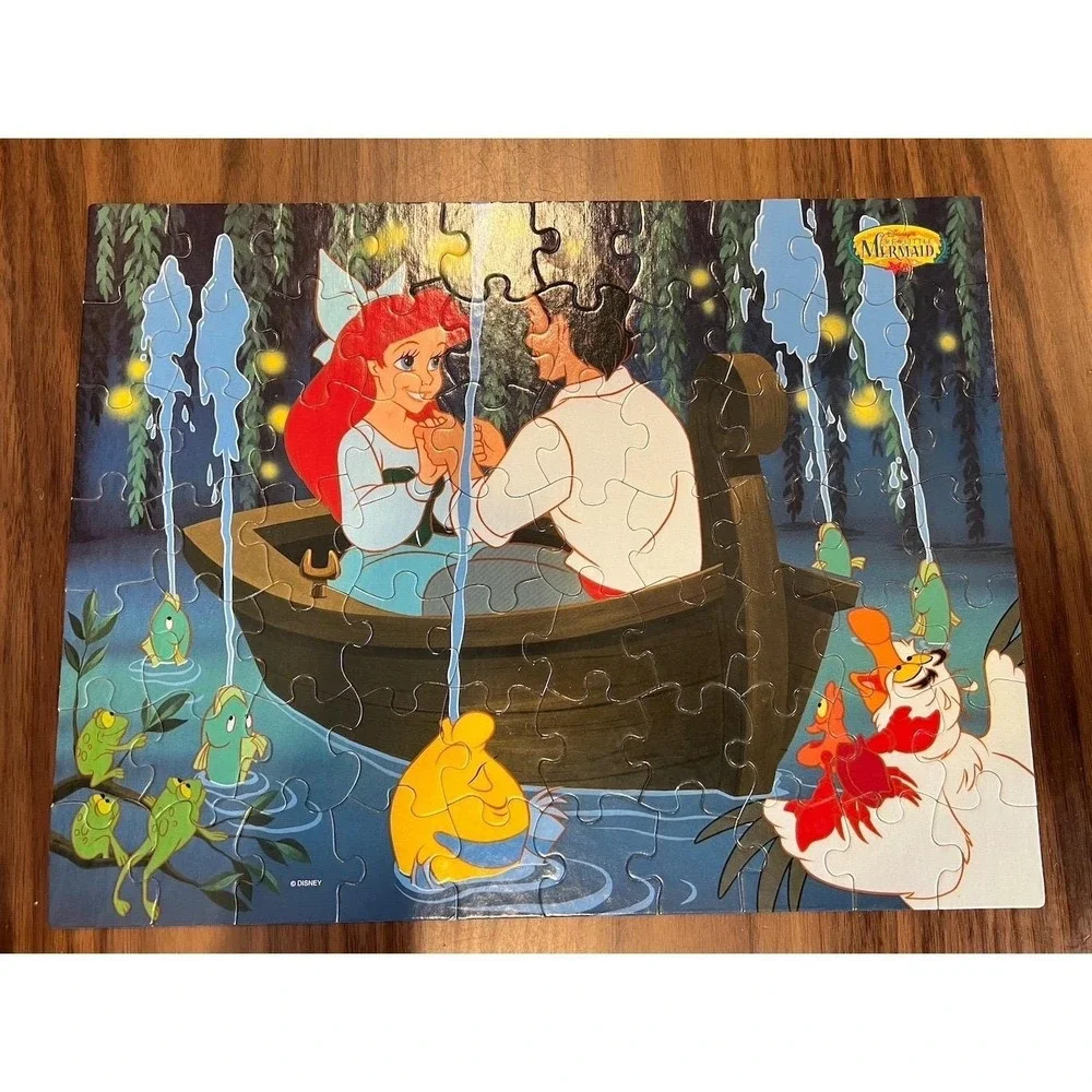 Disney Mattel The Little Mermaid Puzzle Blue 1997 Ariel 70 Piece Kiss the Girl